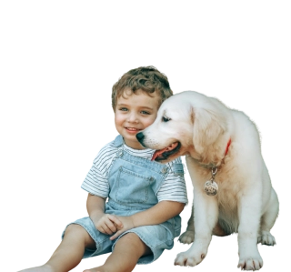 Un jeune garçon avec un chiot