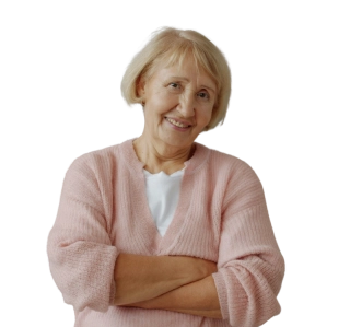 Femme agée qui sourit